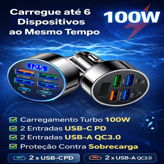 Carregador Turbo 100W para Carro